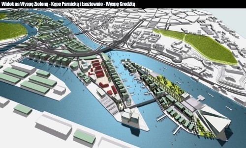 Widok na Wyspę Zieloną - Kępę Parnicką i Łasztownię - Wyspę Grodzką