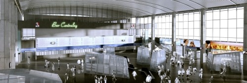 Widok z góry na halę główną 